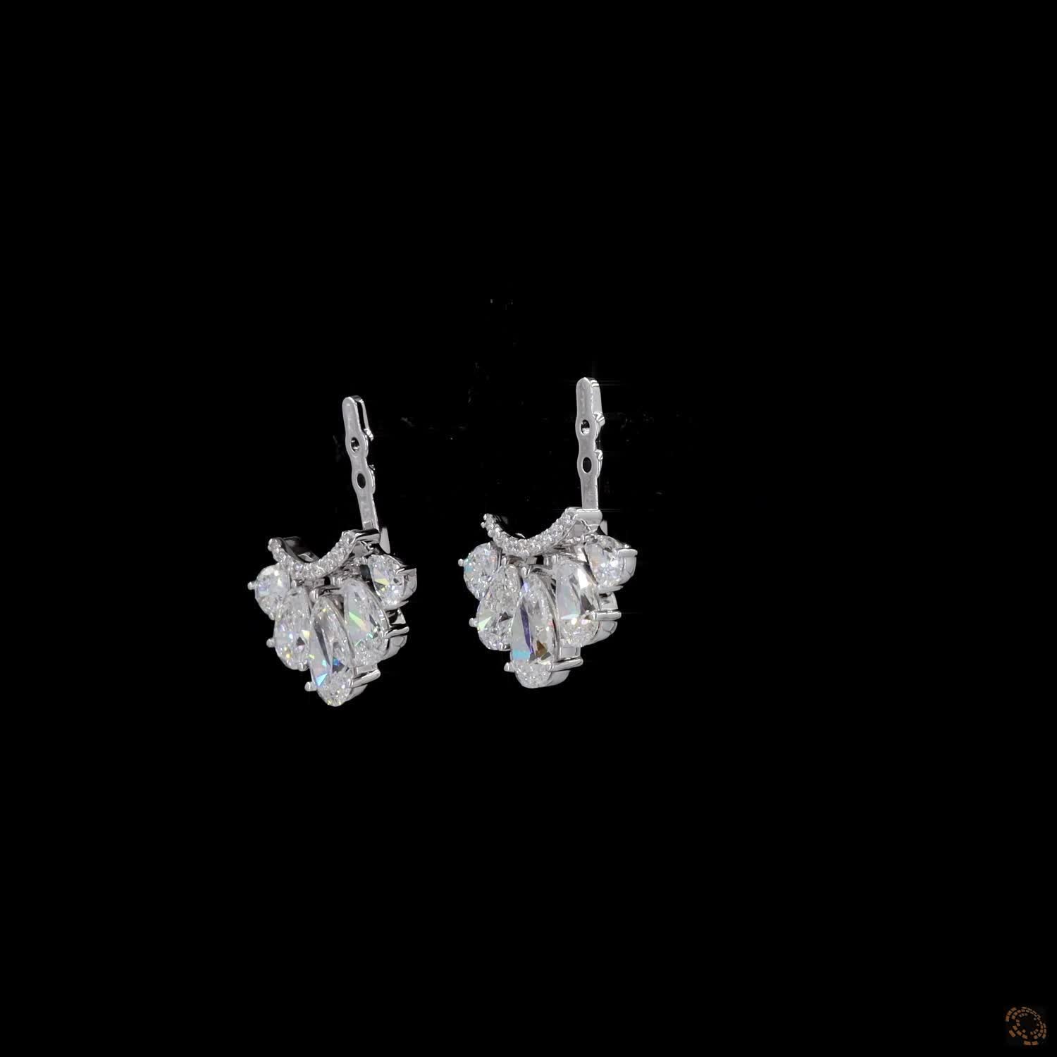 3.21 Ct Versatile ear jacket components featuring a micro-pave curved bridge suspending five graduated, fan-arranged pear-cut diamonds