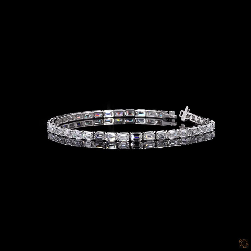 9.95Ct Emerald Cut Lab-Grown Diamond Women Tennis Bracelet 14K White Gold Plated