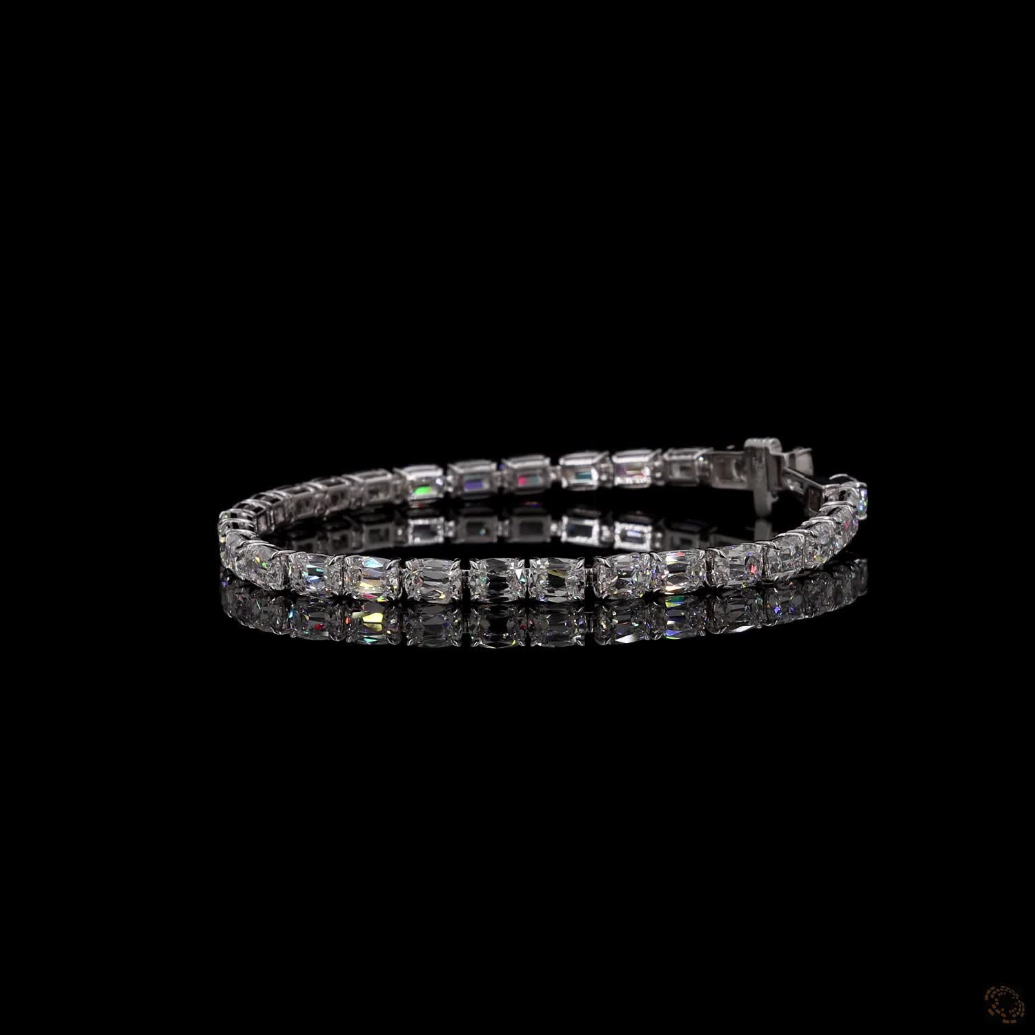 13.23 Ct Radiant Cut Tennis Bracelet in 14K White Gold | 4-Prong East-West Radiant Eternity Line Bracelet