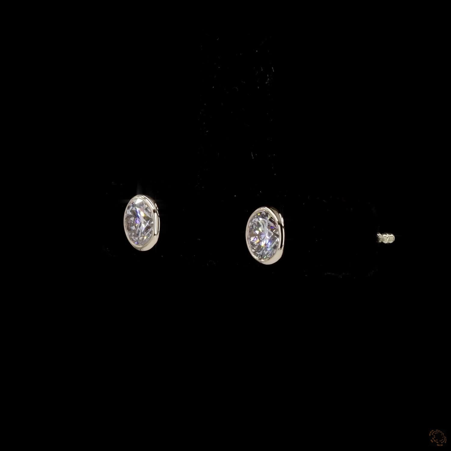 0.53 Round Diamond Solitaire Bezel Stud Earrings, High-Polish 14K Yellow Gold Flush-Set Diamond Studs for Women