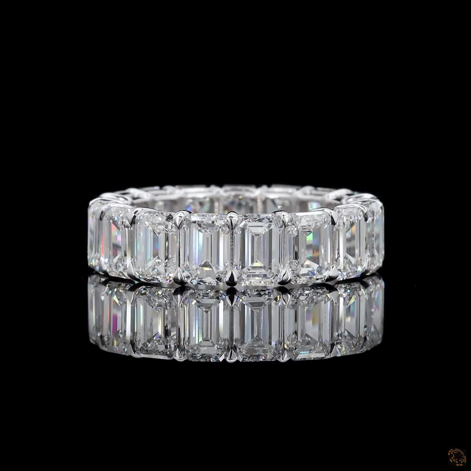 8.58 Ct Vertical Emerald-Cut Diamond Shared-Prong Eternity Ring