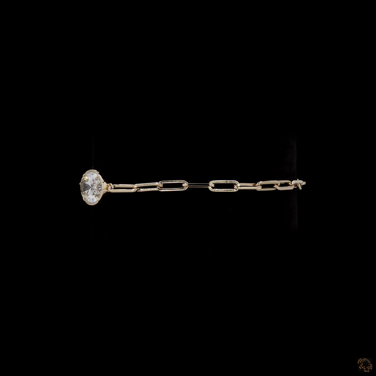 3.09 Ct East-West Oval Cut Diamond Paperclip Link Bracelet in Yellow Gold