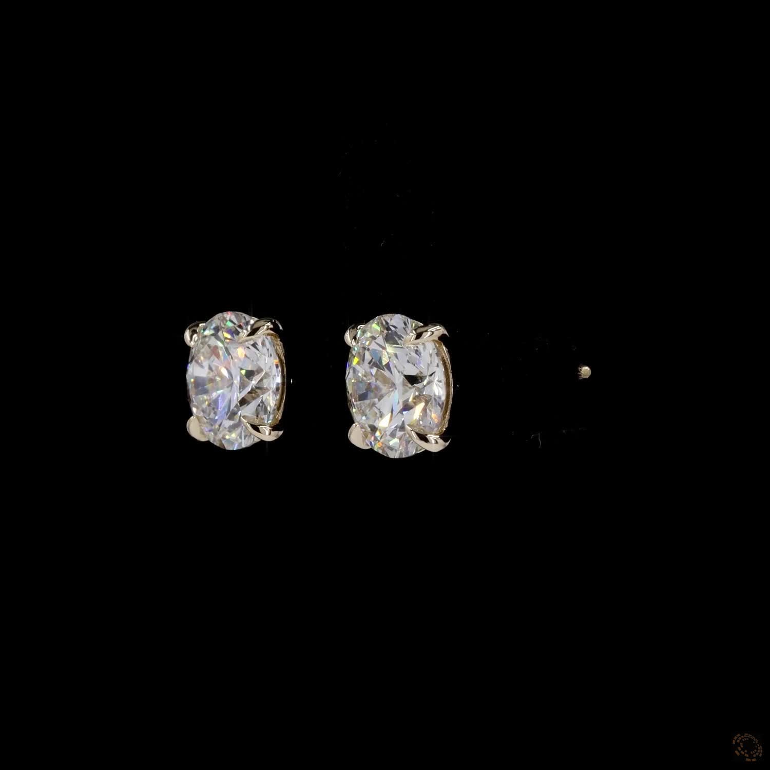 5.02 Ct Solid 14K Yellow Gold Round Brilliant Cut Diamond Stud Earrings – Classic 4-Prong Double-Claw Solitaire Studs