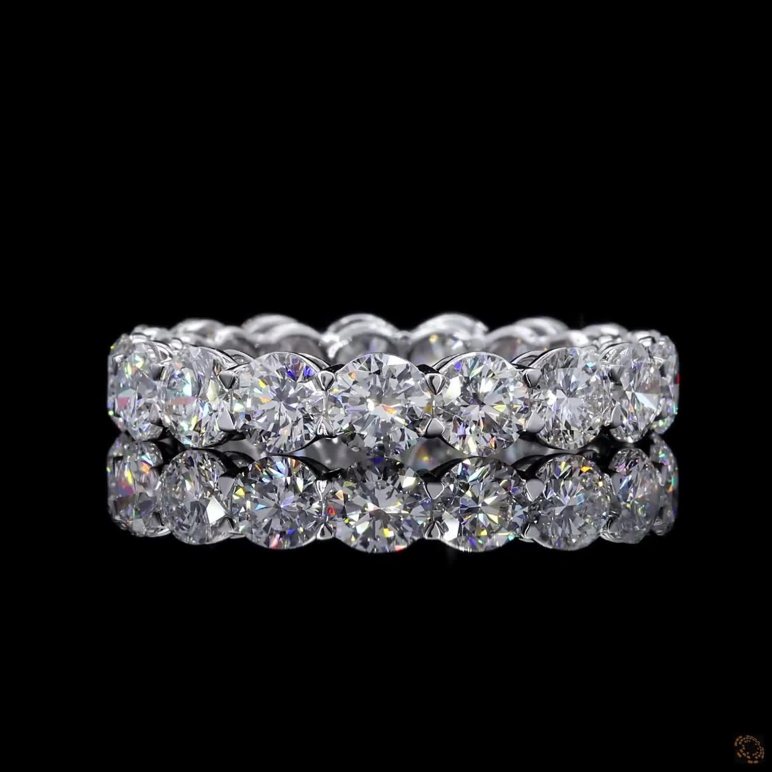 4.42 Ct Full Eternity Wedding Band, Round Brilliant Cut Prong Bridal Band in White Gold