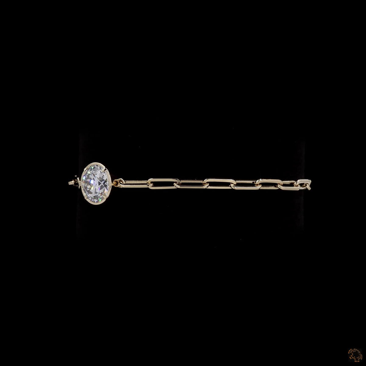 3.01 Ct Bezel-Set Solitaire Round Diamond Paperclip Chain Bracelet in 14K Yellow Gold (Copy)
