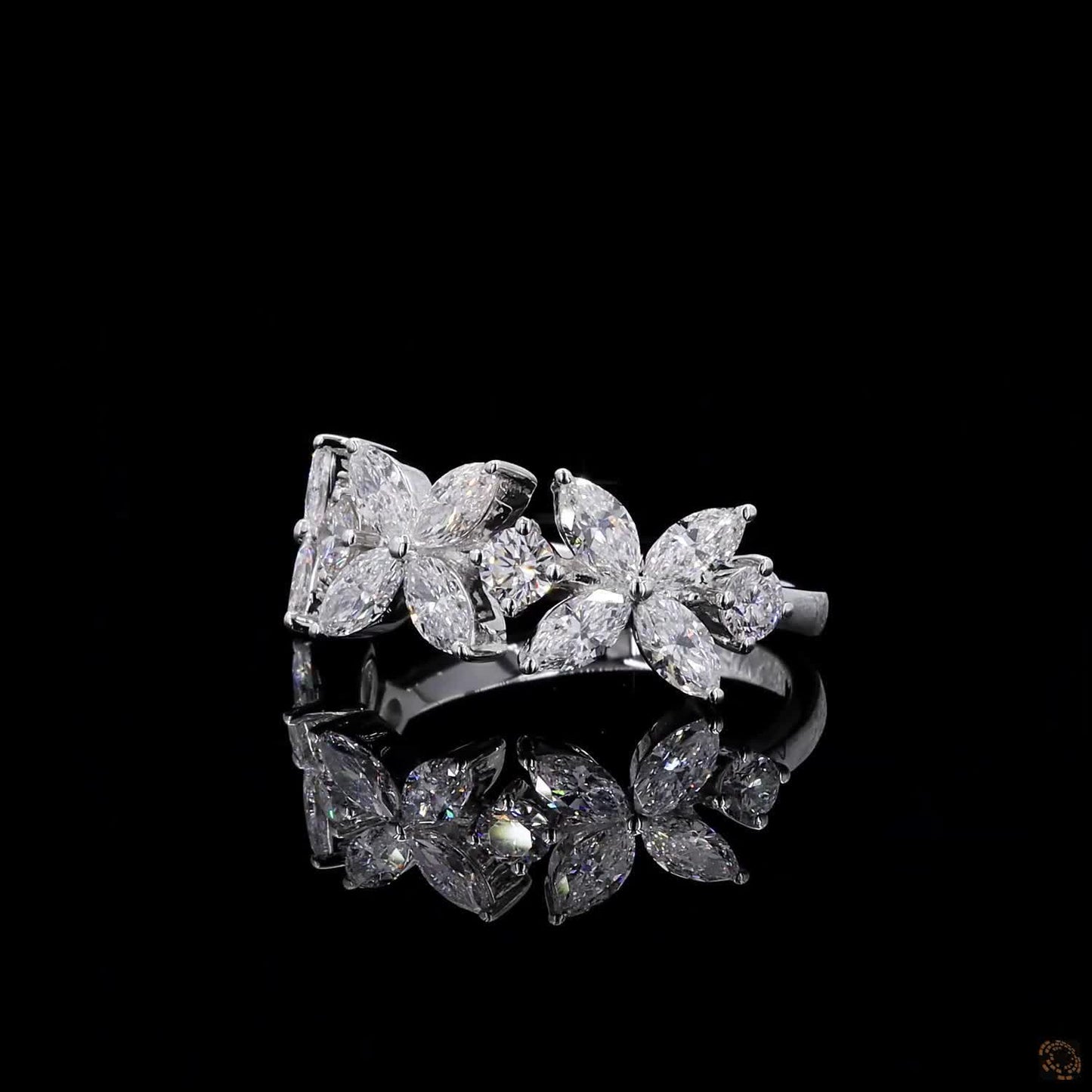  1.01 Ct Flower Shaped Round & Marquise Cut Half Eternity Wedding Band