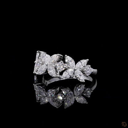  1.01 Ct Flower Shaped Round & Marquise Cut Half Eternity Wedding Band