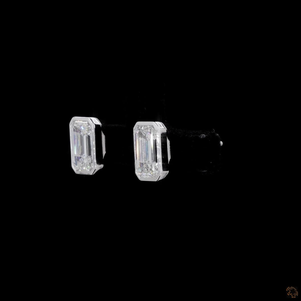 3.05 Ct Emerald Cut Diamond Stud Earrings White Gold Emerald Diamond Studs