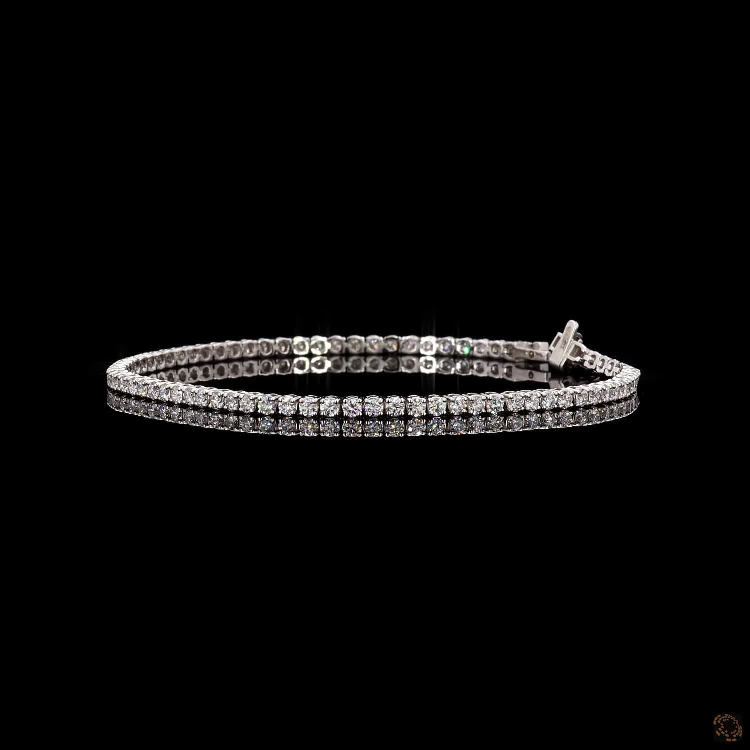2.53 Ct White Gold Round Cut Tennis Bracelet, Dainty Uniform Eternity Line Bracelet, Elegant Stacking Fine Jewelry Gift for Her