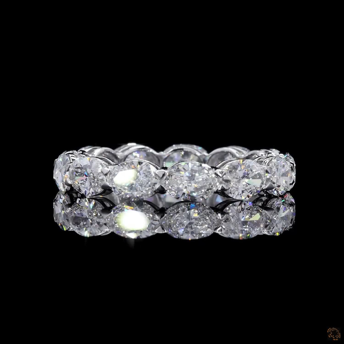 3.29 Ct East-West Oval Cut Diamond Eternity Band in White Gold