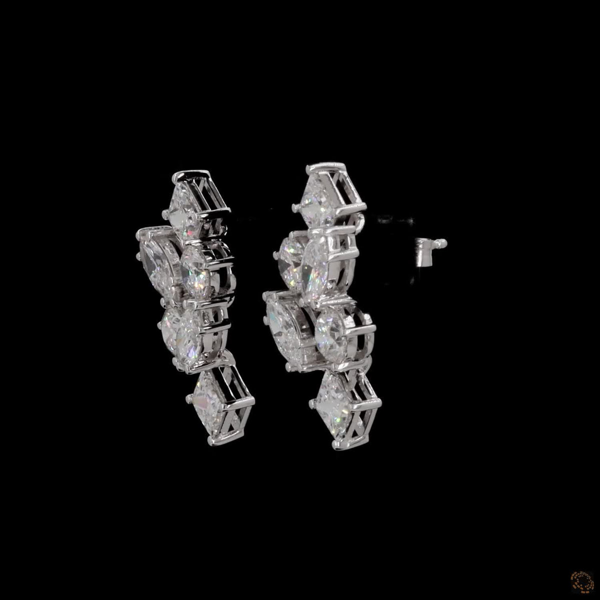 5.6 Ct Multi-Shape Diamond Cluster Drop Earrings in 14K White Gold