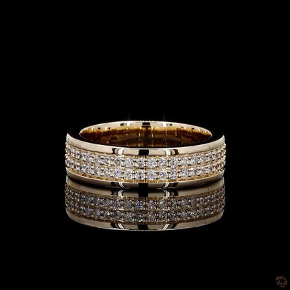 0.91 Ct Yellow Gold 62 Round Diamond  Wedding Band Ring