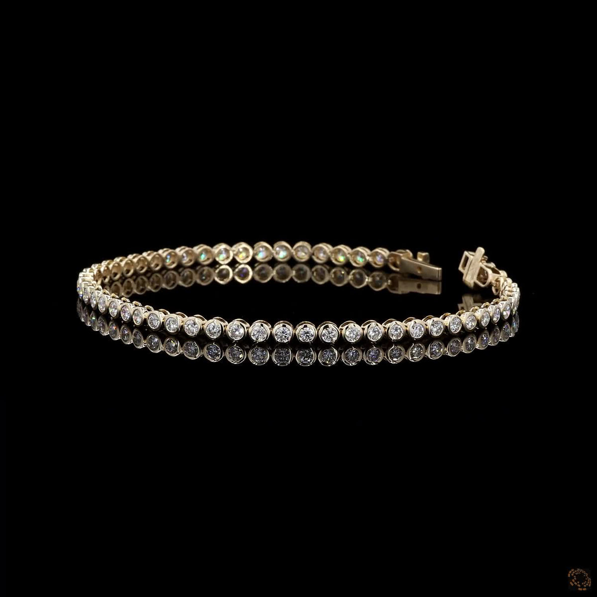 2.77 Ct Bezel Set Round Tennis Bracelet in 14K Yellow Gold | Uniform Round Diamond Alternative Line Bracelet