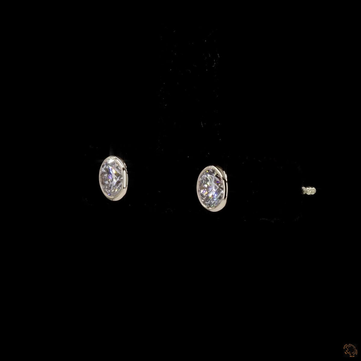 0.53 Round Diamond Solitaire Bezel Stud Earrings, Diamond Studs for Women