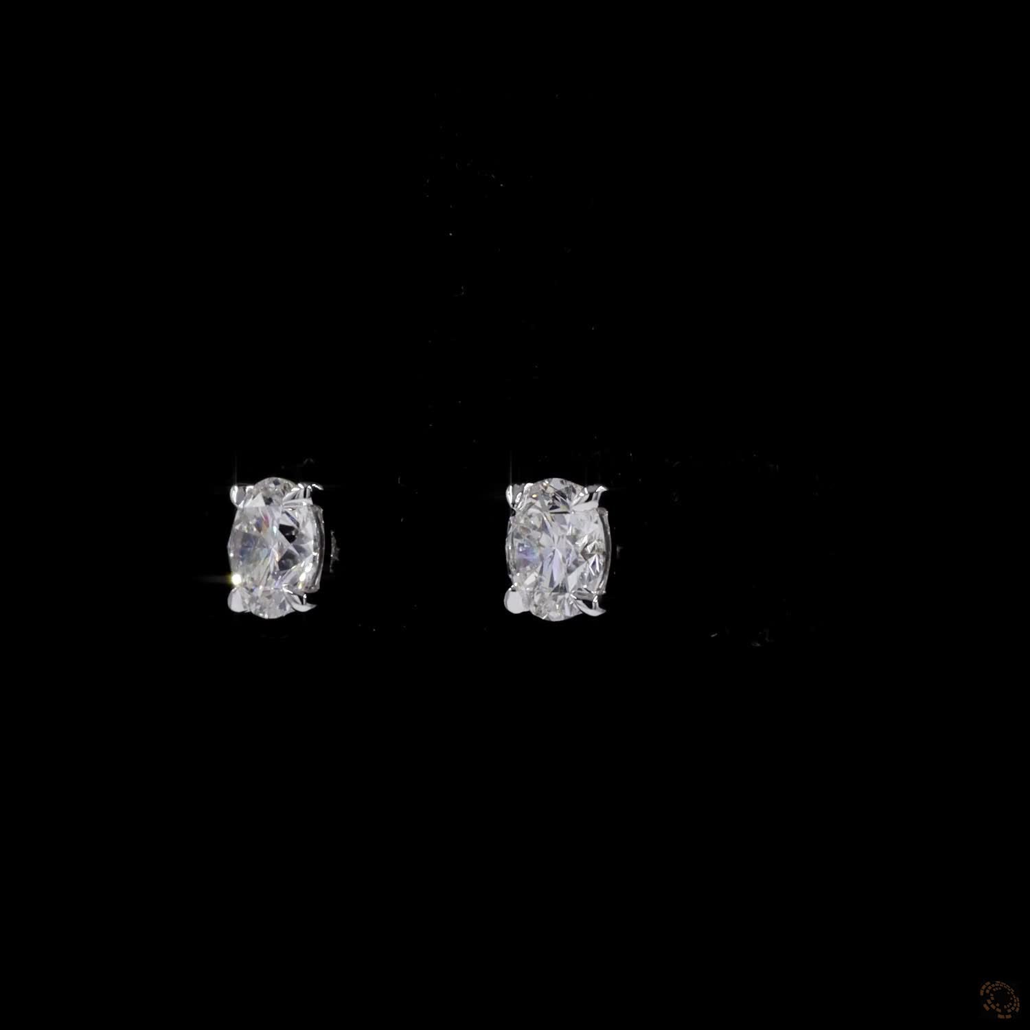 1.02 Ct Solid 14K White Gold Round Brilliant Cut Diamond Stud Earrings – Classic 4-Prong Double-Claw Solitaire Studs