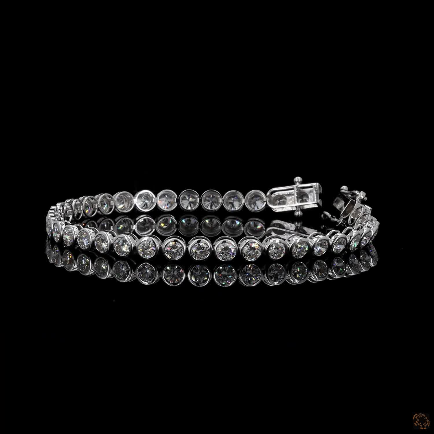 8.35 Ct Silver Round Crystal Tennis Bracelet for Women – Classic Sparkling Link Bracelet