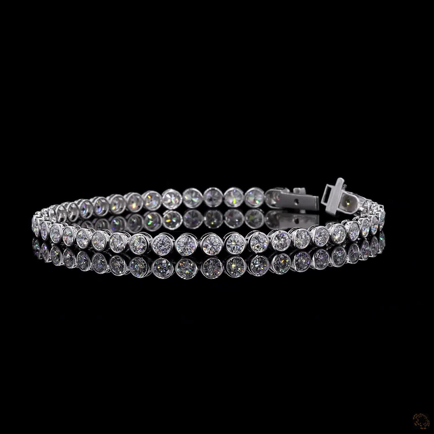 5.57 Ct Full Bezel Setting Individual smooth round metal rims completely encircling each diamond
