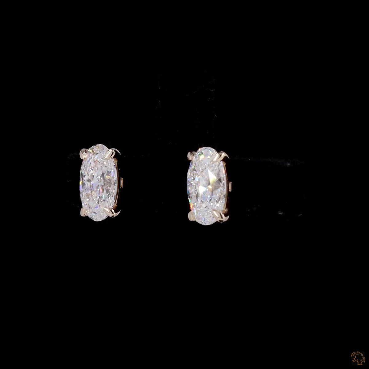 2.11 Ct Oval Cut Solitaire Diamond Stud Earrings in Yellow Gold