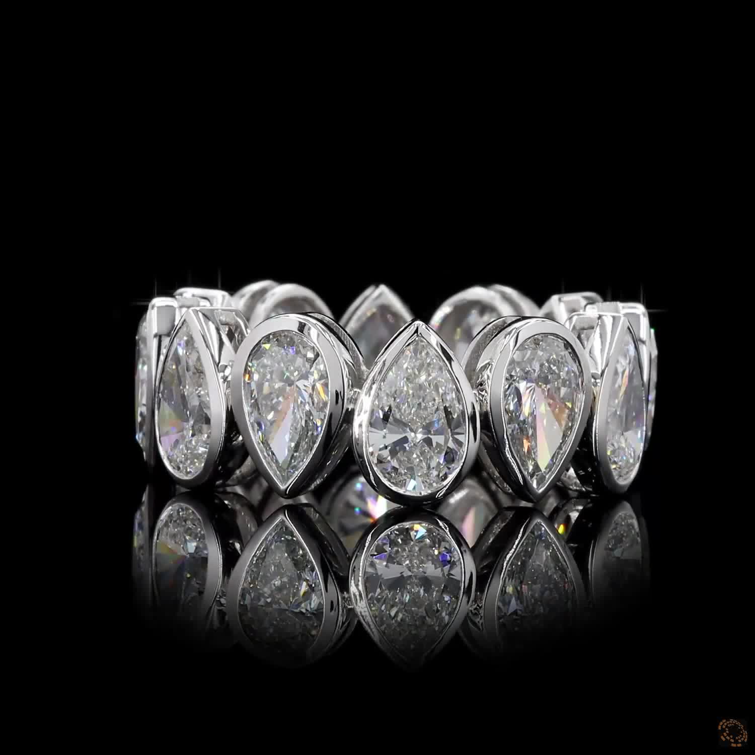6.88 Ct Pear Cut Bezel Set Diamond Eternity Ring | 14K White Gold Lab Grown Diamond Band