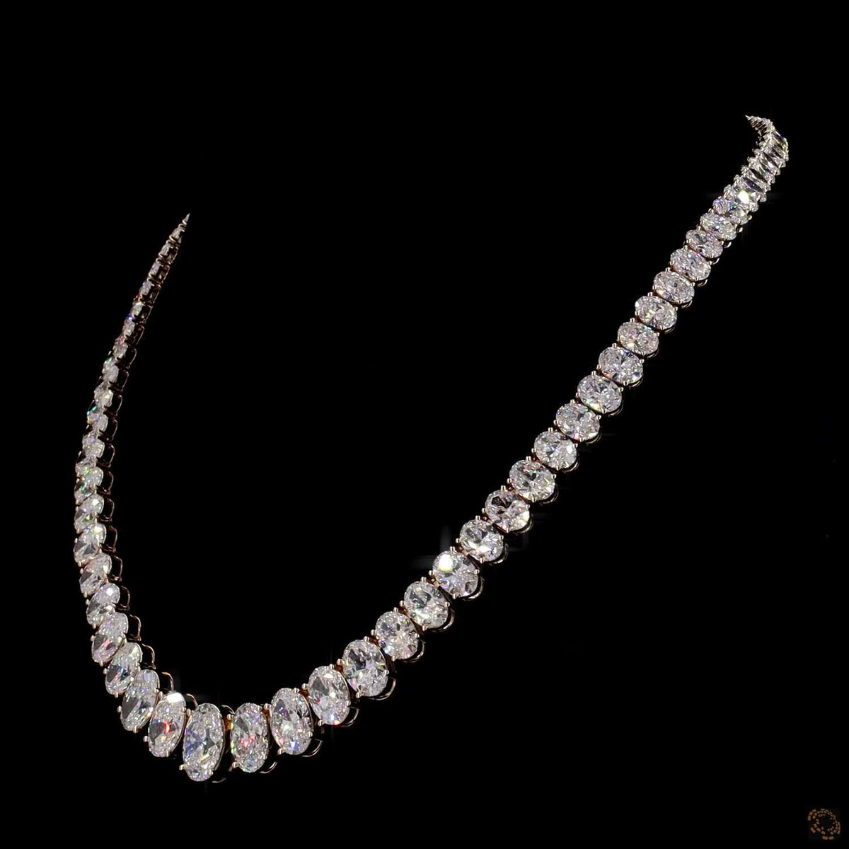 51.89 Ct Oval Diamond Statement Tennis Choker Necklace in 14K Gold