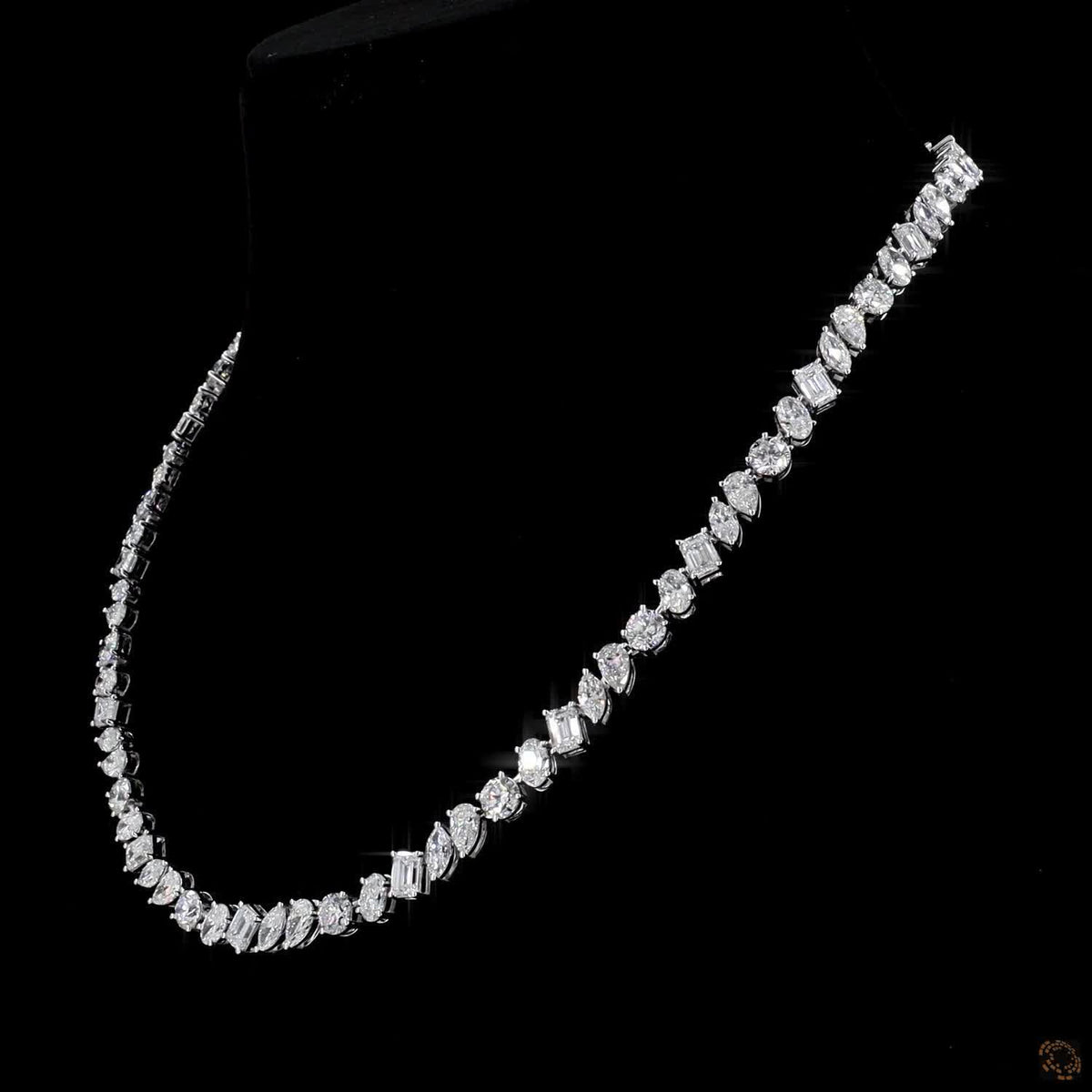 25.92 Ct Multi-Shape Fancy Cut Diamond Tennis Necklace in White Gold