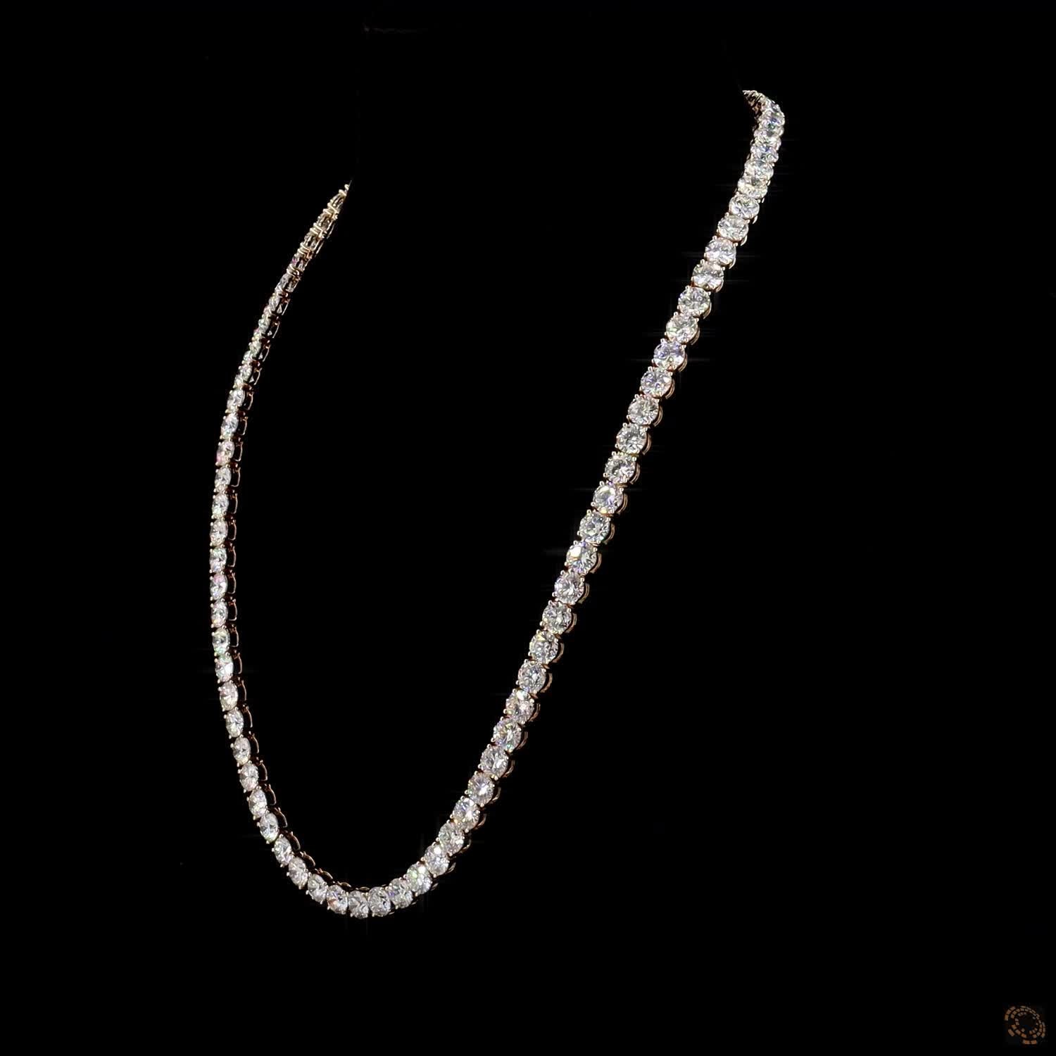 83.40 Ct Round Cut Diamond Tennis Necklace, Classic Diamond Riviera Necklace, Graduated Round Brilliant Diamond Necklace, Luxury Fine Jewelry Gift