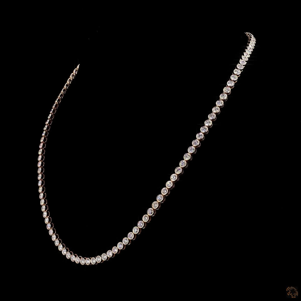 12.56 Ct Bezel-Set Round Cut Lab-Grown Diamond Tennis Necklace in 14K Yellow Gold