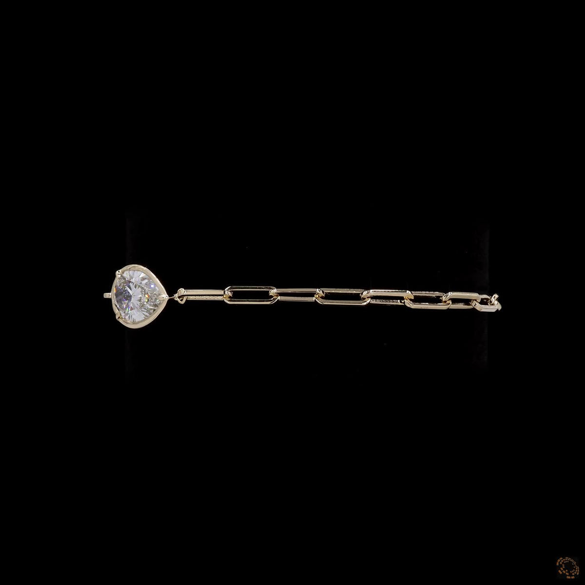 3.06 Ct Bezel-Set Pear Cut Diamond Paperclip Chain Bracelet in 14K Yellow Gold