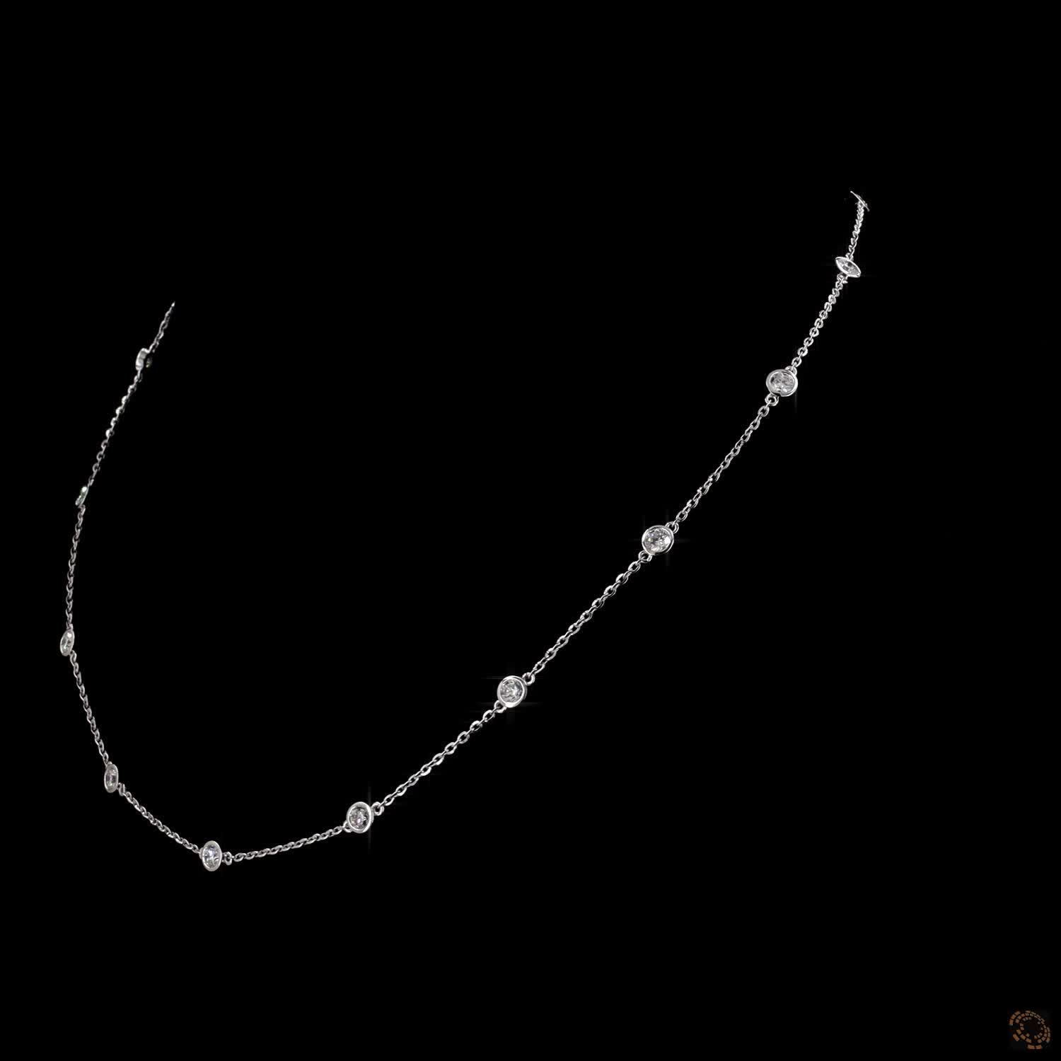 2.01 Ct White Gold Bezel Set Round Diamond Station Fashion Necklace