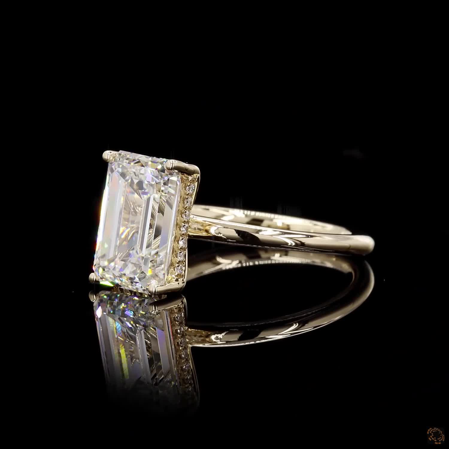 4.52 Ct Emerald Solitaire Lab Diamond Engagement Ring