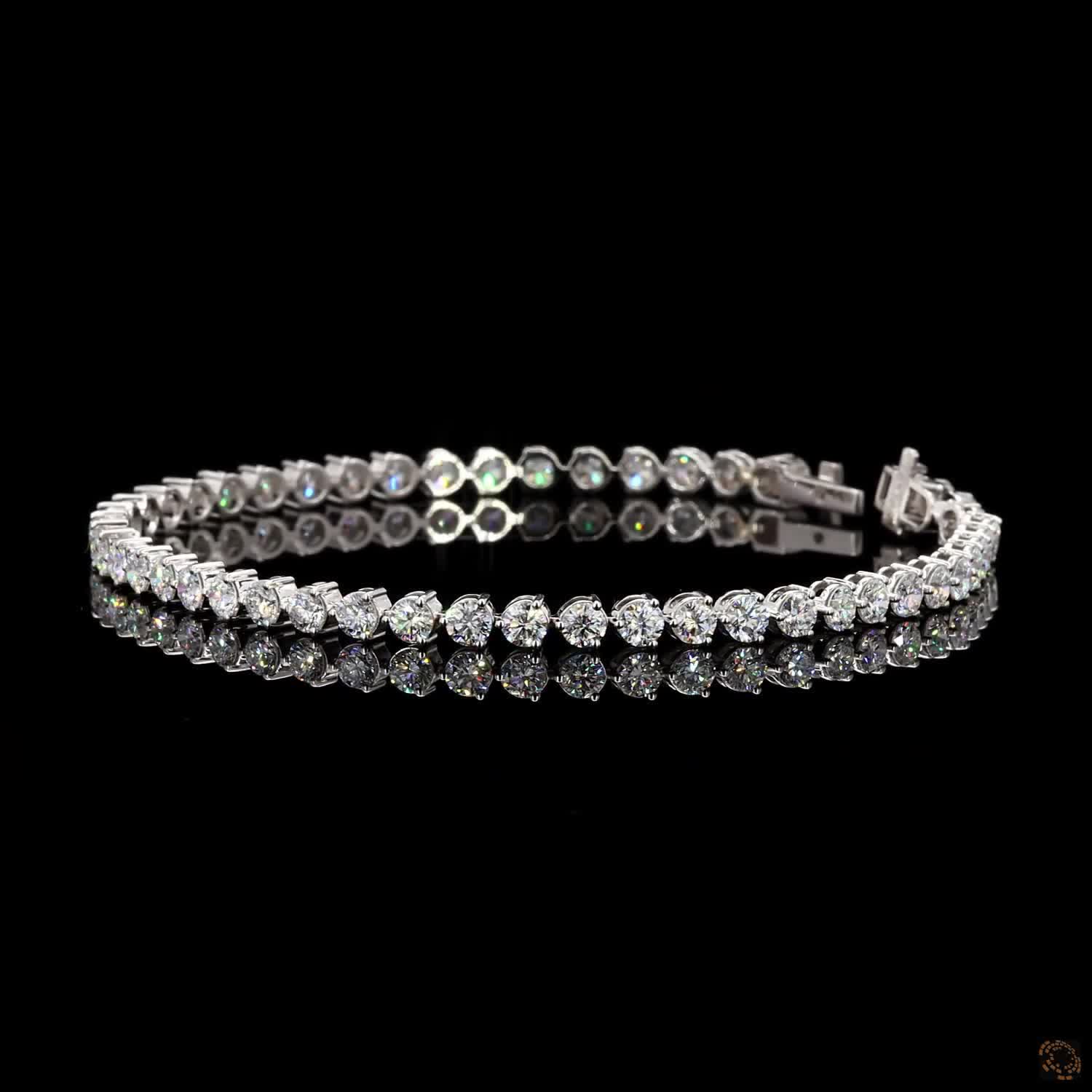 5.18 Ct White Gold Graduate Tennis Bracelet, Tapered Round Cut Eternity Line Bracelet, Timeless Fine Jewelry Gift for Her