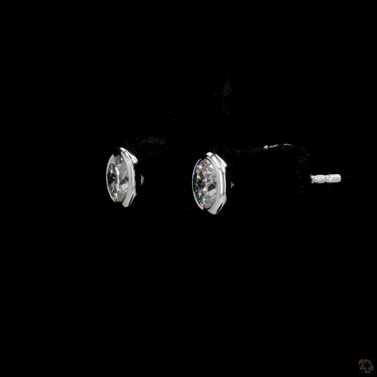 0.97 Ct Round Cut Diamond Stud Earrings, Bezel Set Brilliant Cut Diamond Earrings