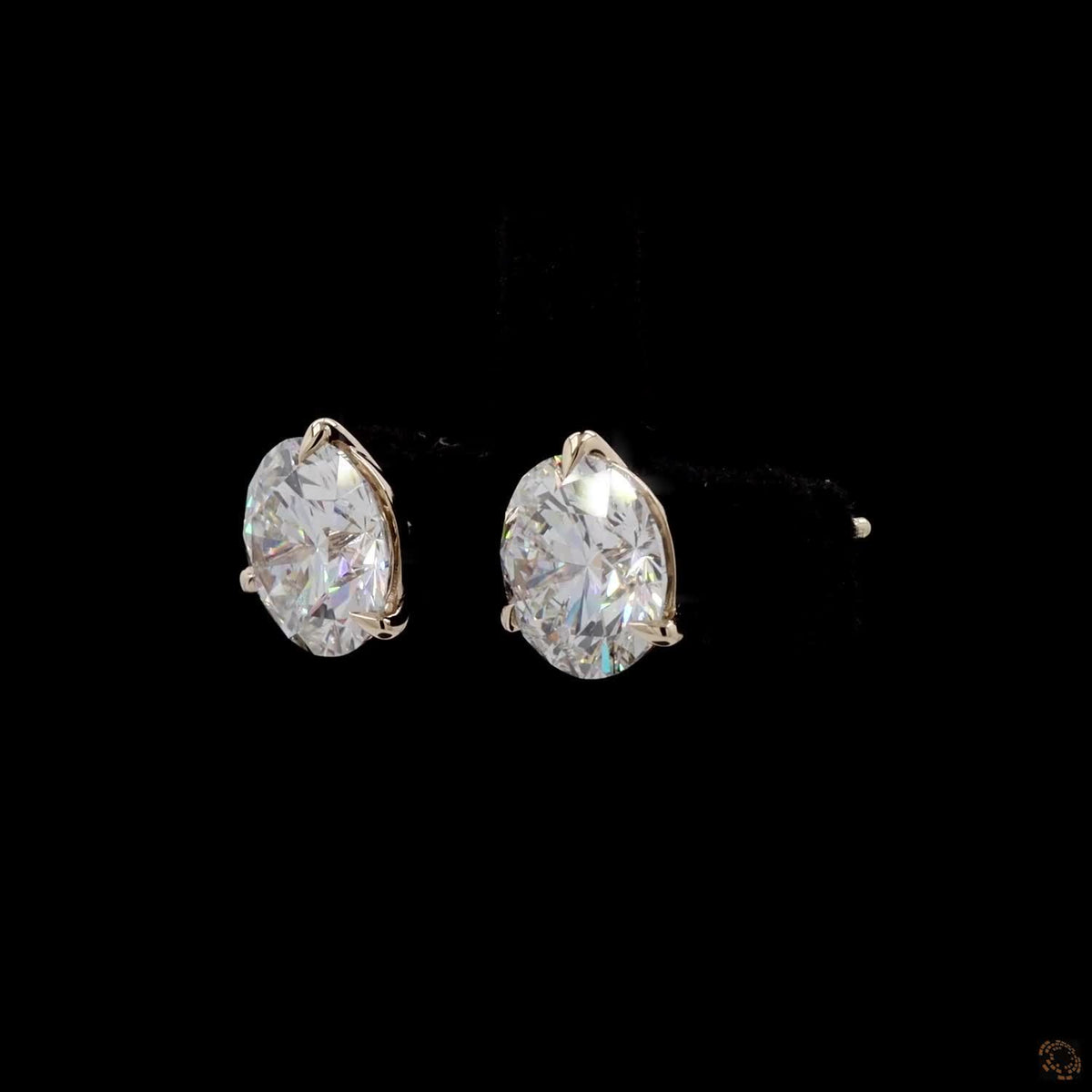 6.13 Ct Solid 14K Yellow Gold Round Brilliant Cut Diamond Stud Earrings – Low-Profile 3-Prong Martini Solitaire Set