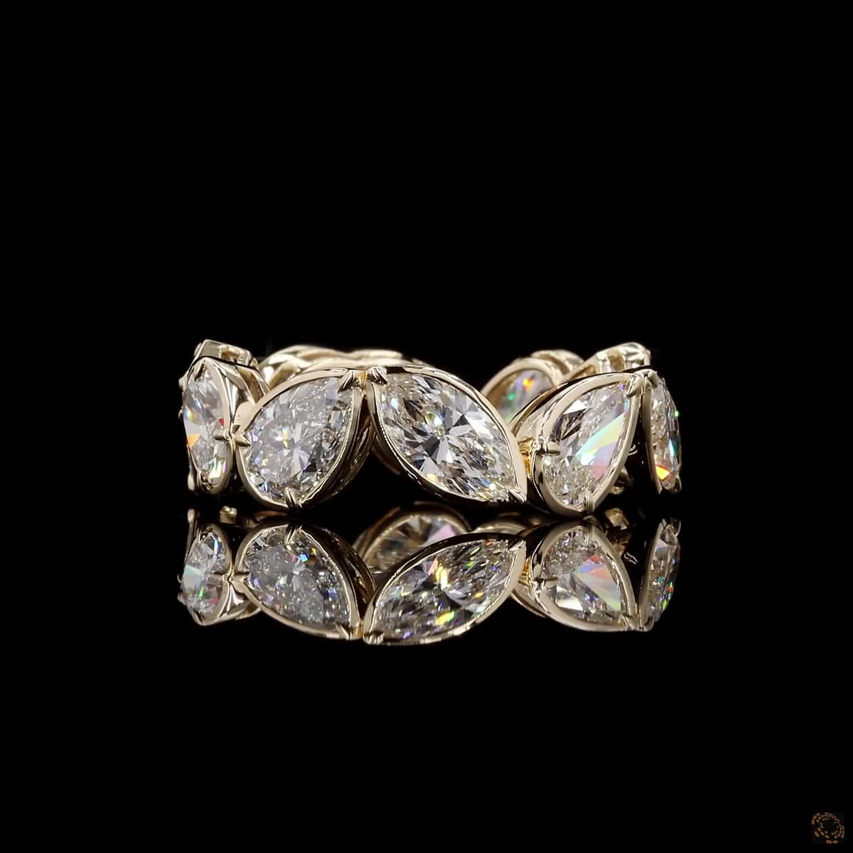 5.82 Ct Full Bezel Setting Custom-contoured smooth yellow gold frames surrounding each distinct diamond shape