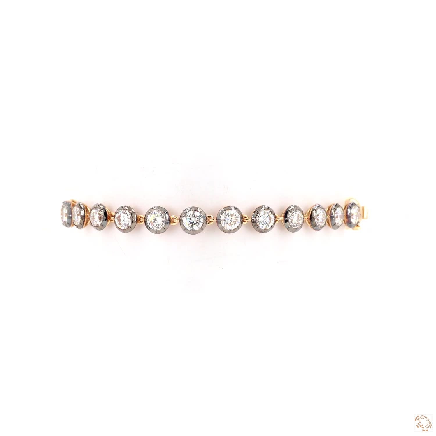6.37 Ct Two-Tone Graduated Round Diamond Bezel Line Bracelet
