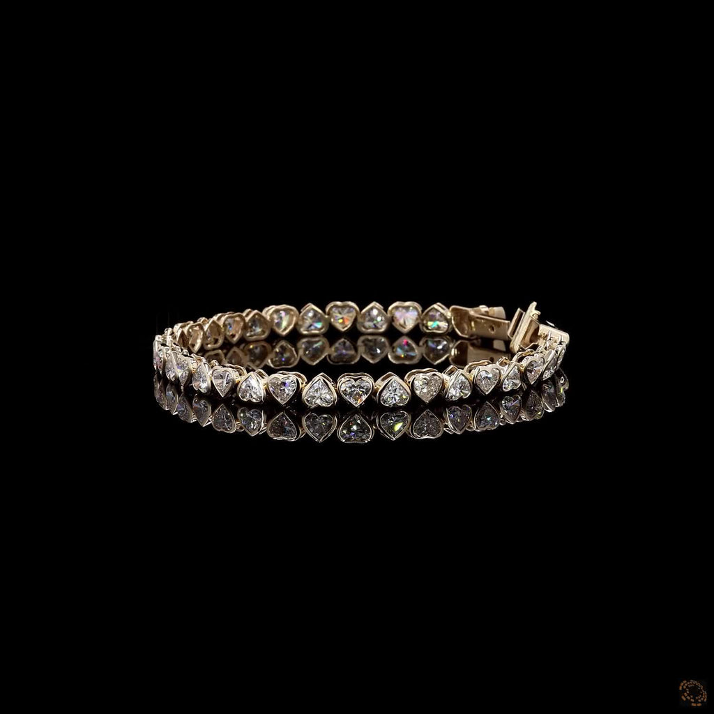 9.07Ct Heart Solitaire Diamond Bezel Set Bracelet