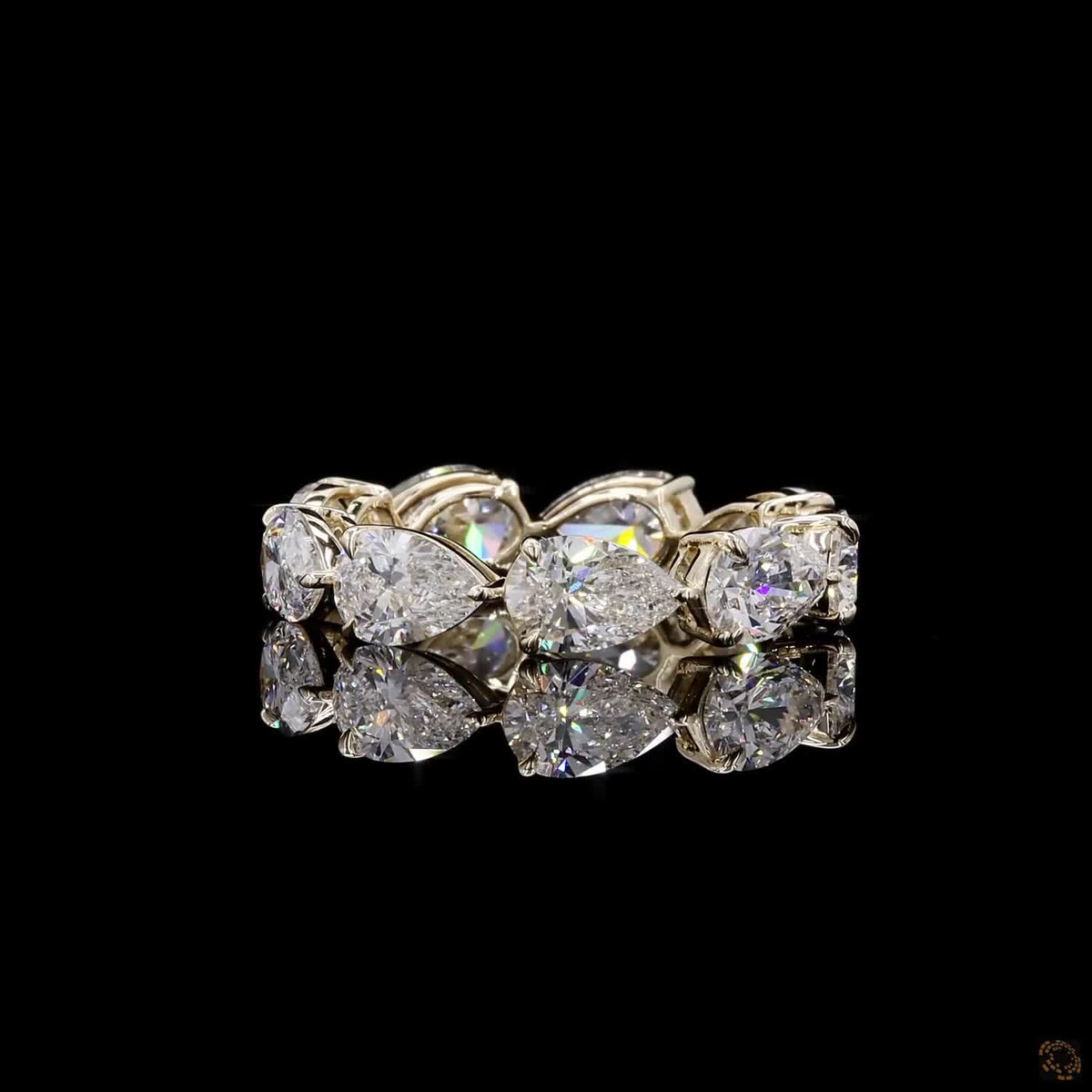 4.97 Ct Pear Cut Lab Grown Diamond Eternity Band Ring in 14K Yellow Gold | Shared Prong Full Eternity Wedding Band | Anniversary Ring for Women