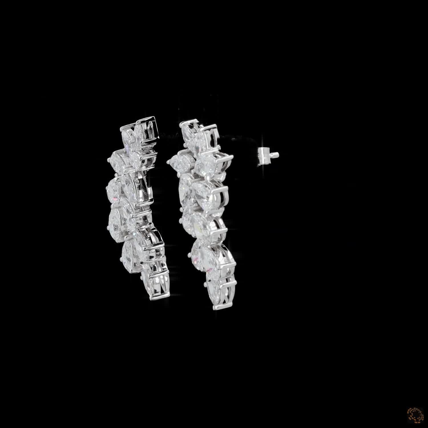 4.38 Ct High-clarity multi-shape diamonds marquise and pear cuts set at dynamic angles for multidirectional sparkle