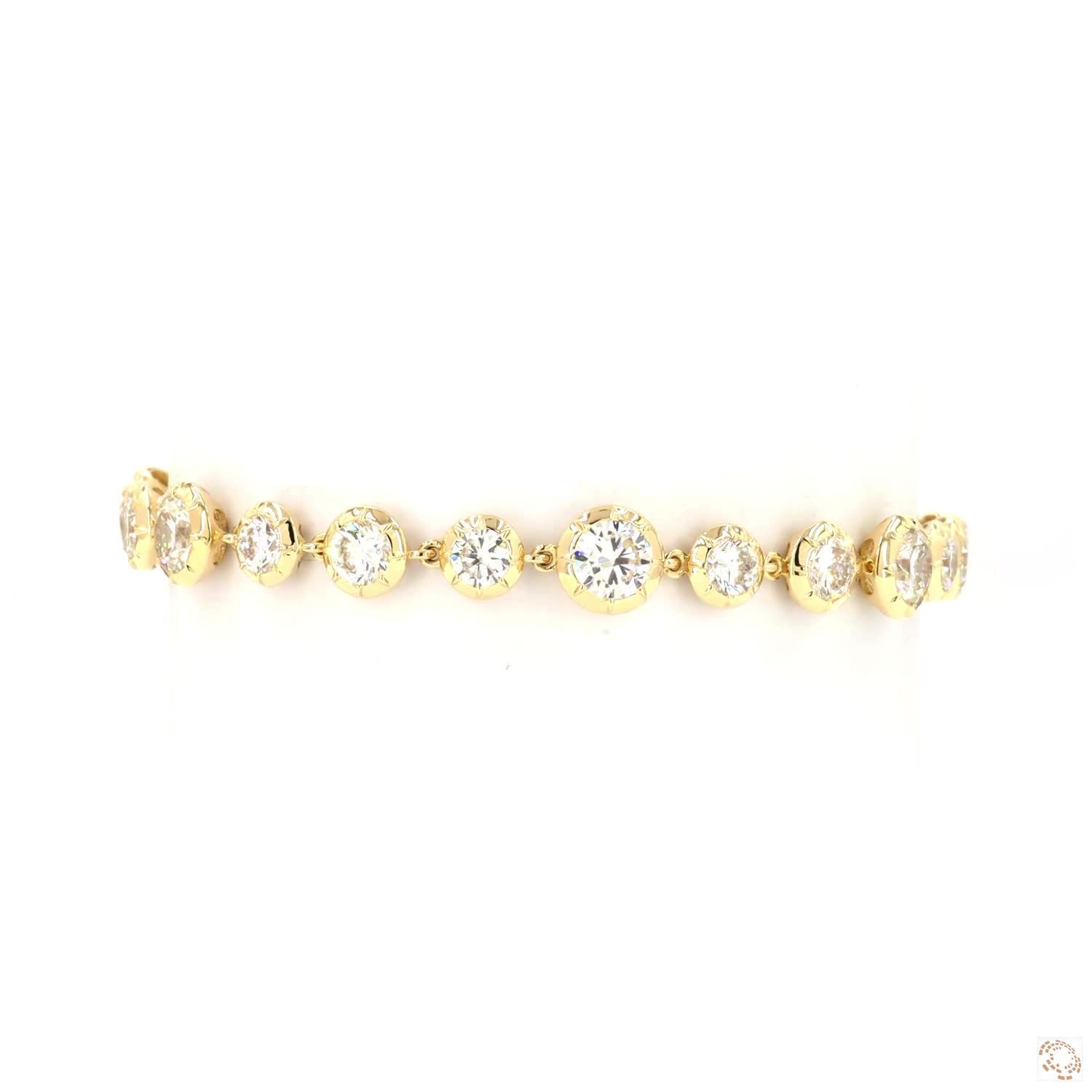 9.40 Ct Graduated Round Brilliant Diamond Link Bracelet in Yellow Gold