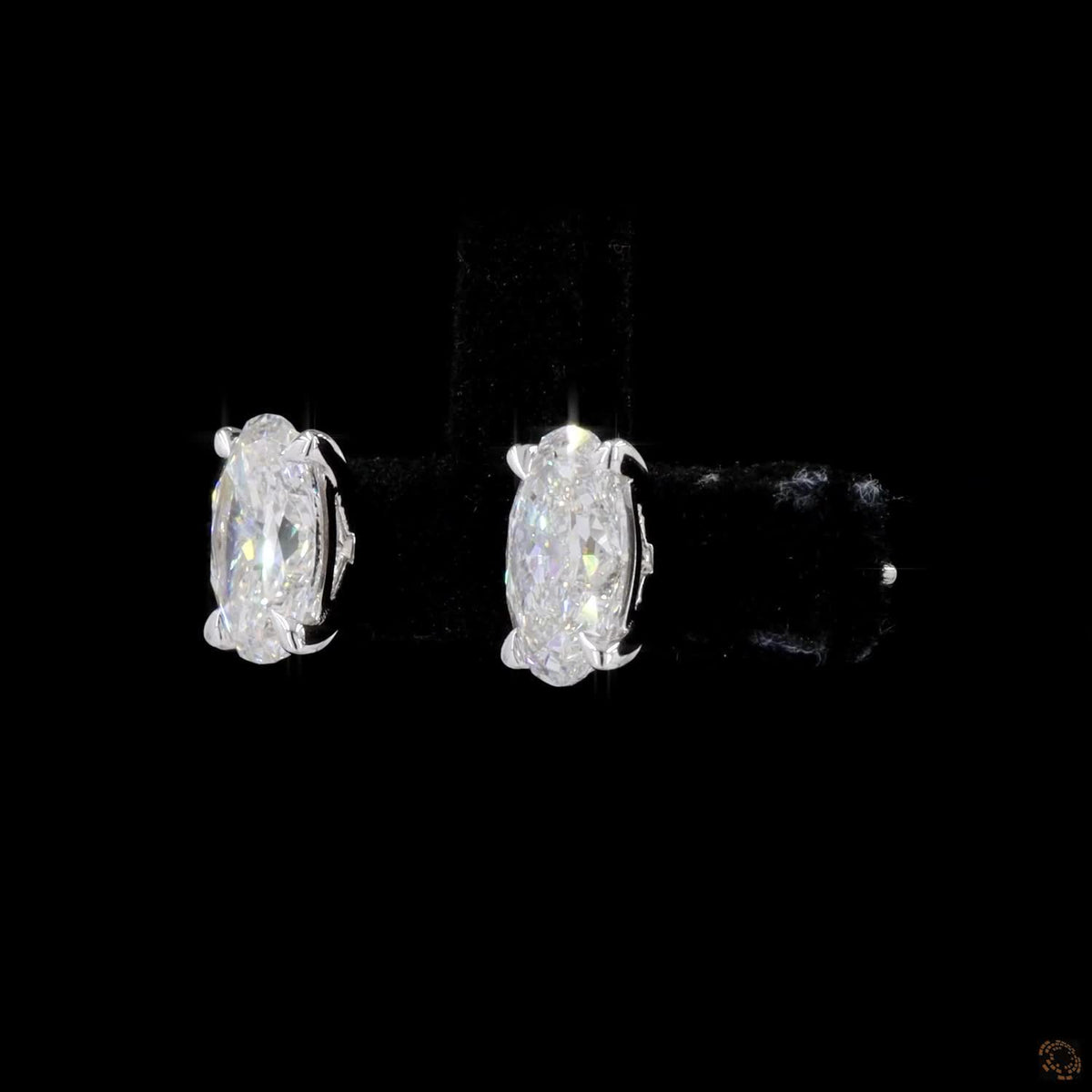 2.1 Ct 14K White Gold Oval Cut Diamond Solitaire Stud Earrings