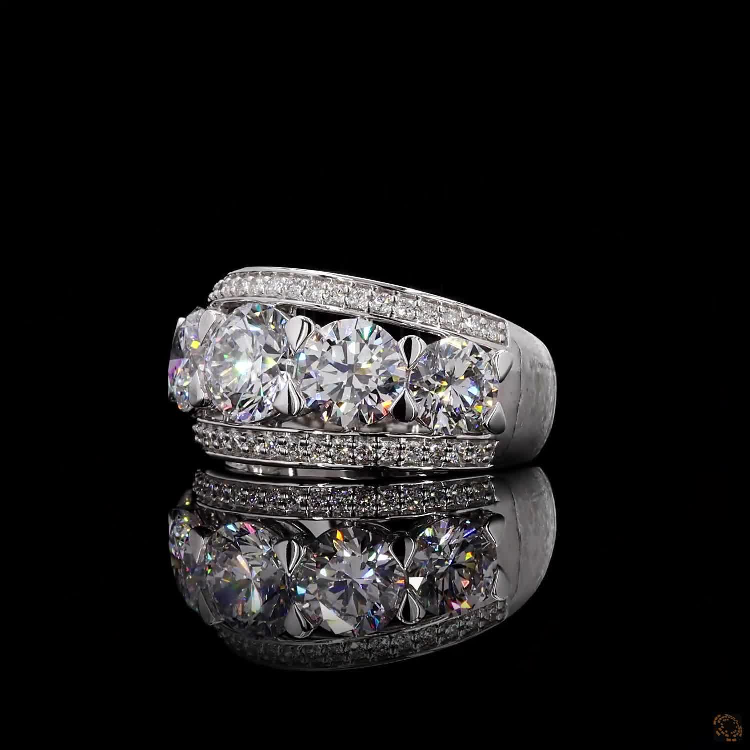 4.00 Ct Round Brilliant Cut Triple Row Engagement Ring