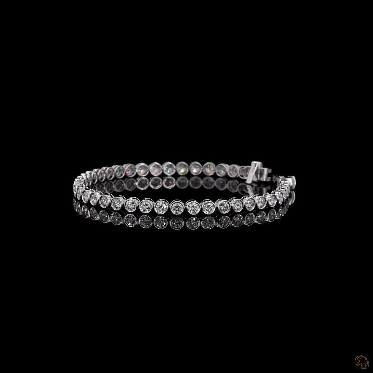 4.67 Ct Bezel-Set Round Diamond Tennis Bracelet in White Gold