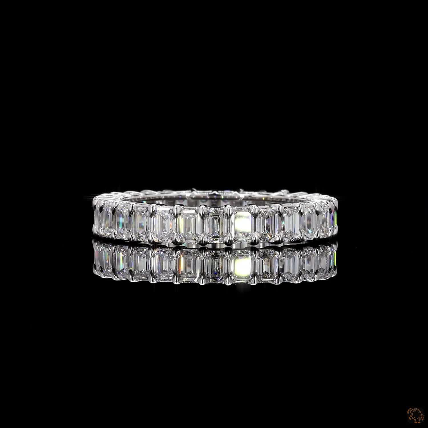 2.94 Cts Emerald Cut Diamond Wedding Band 14k White Gold
