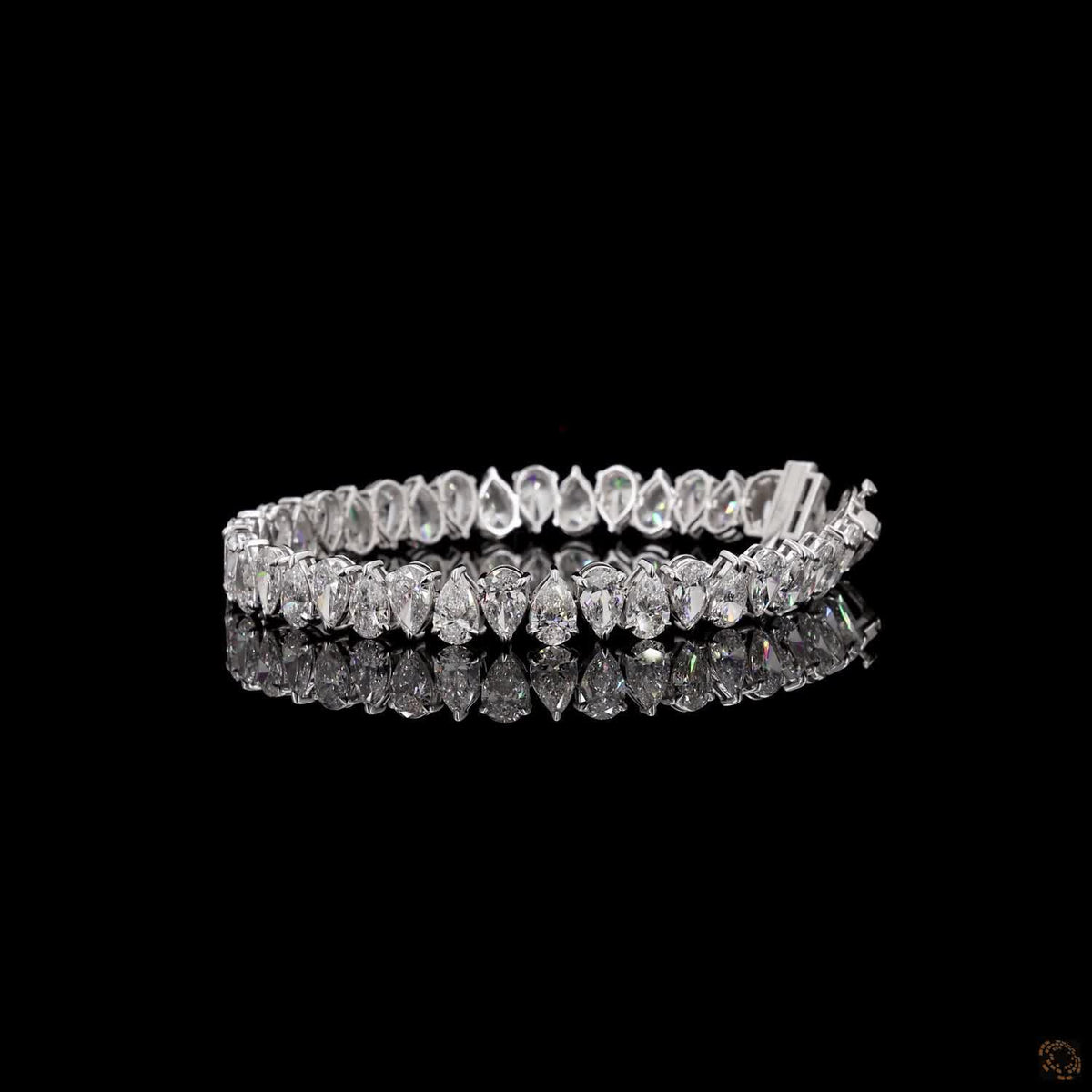 20.09 Ct White Gold Pear Shape Bracelet, Tear Drop Eternity Fancy  Bracelet, Elegant Bridal Fine Jewelry Gift
