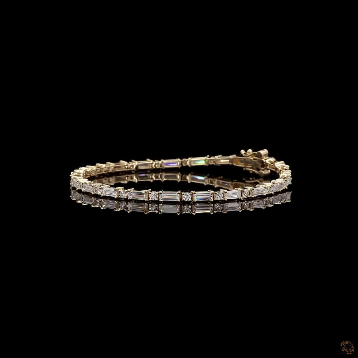 4.02 Ct Baguette Cut Lab-Grown Diamond Fashion Bracelet in Solid Gold