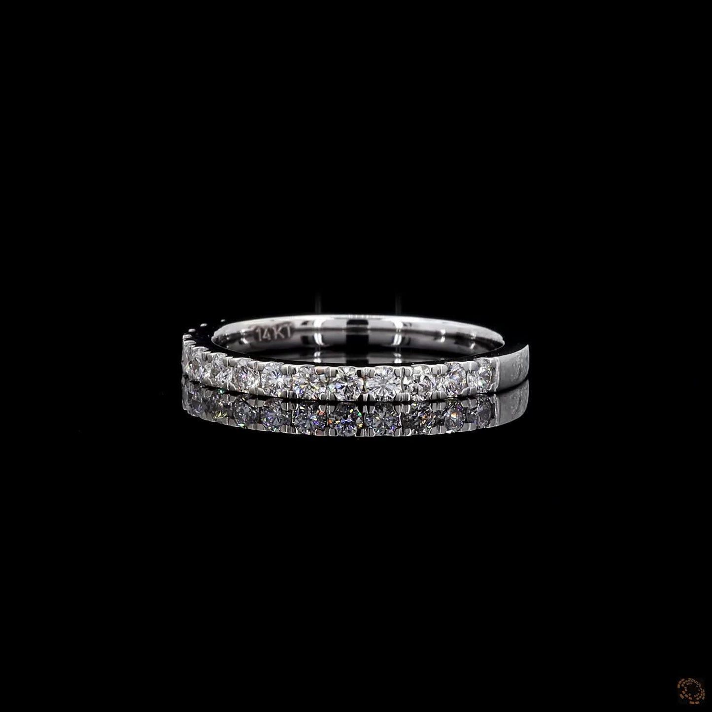 0.37 Ct Wedding Band Ring Round Real Diamond 14k White Gold Plated Silver