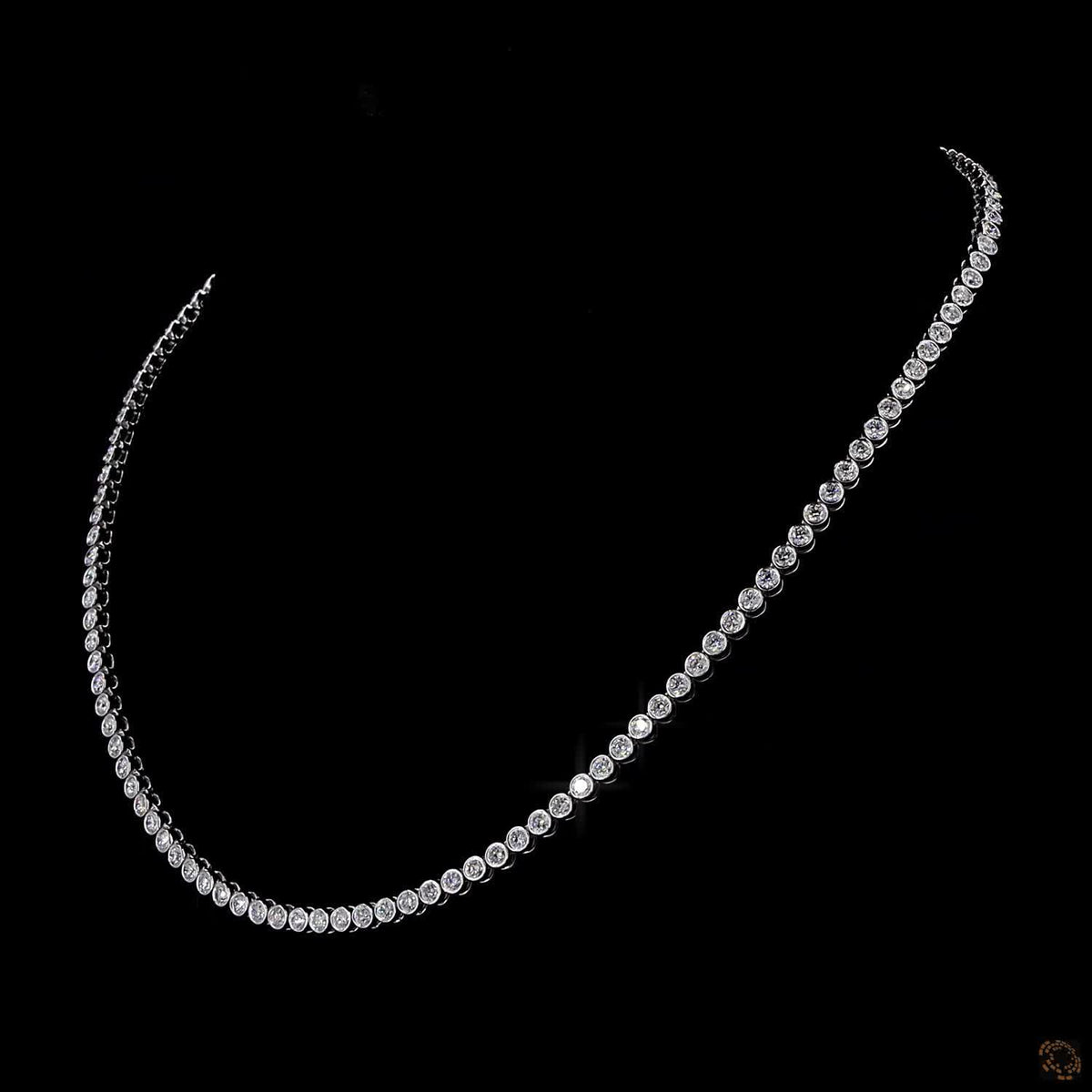 6.43 Ct Bezel-Set Round Cut Lab-Grown Diamond Tennis Necklace in 14K White Gold