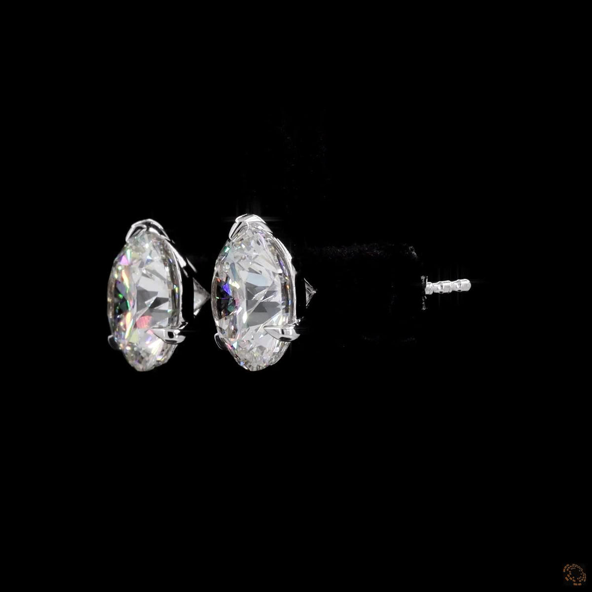 6.16 Ct Cut Diamond Solitaire Stud Earrings in 14K White Gold | 3-Prong Basket Setting with V-Prong Tip