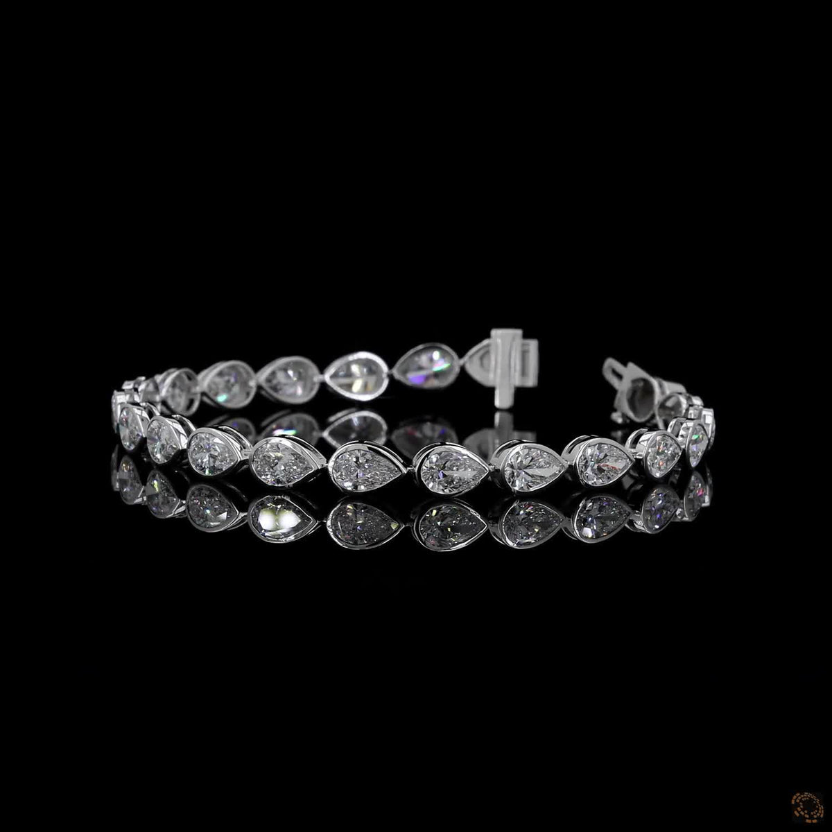 10.67 Ct Pear Cut Diamond Tennis Bracelet, Bezel Set Diamond Bracelet, Teardrop Diamond Bracelet