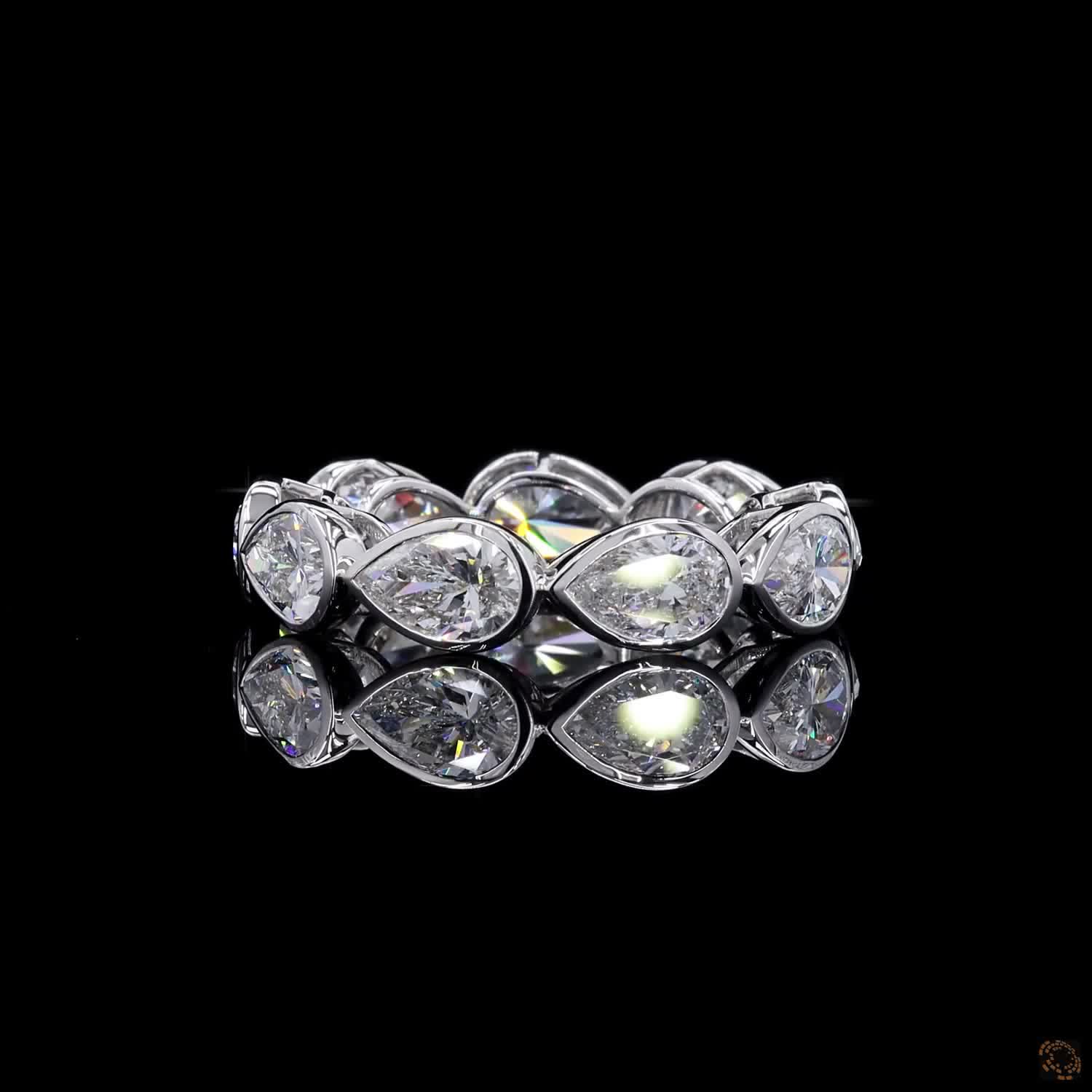 5.16 Ct Bezel Set Pear Cut lab-grown Diamond Eternity Ring